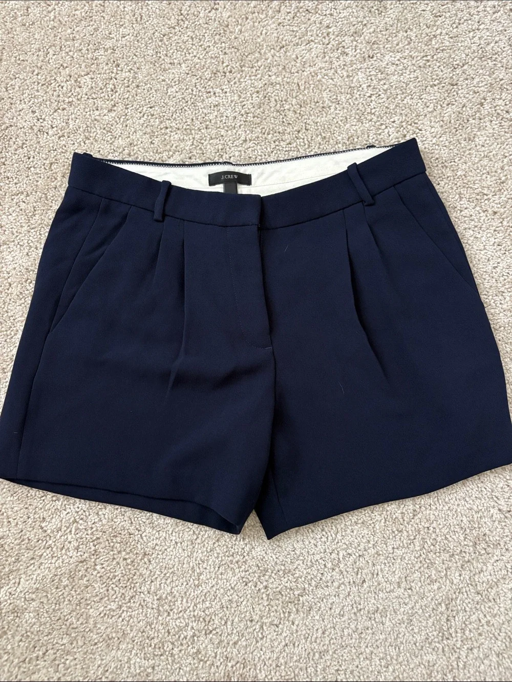 J. Crew Navy Pleated High-Waist Bermuda Shorts